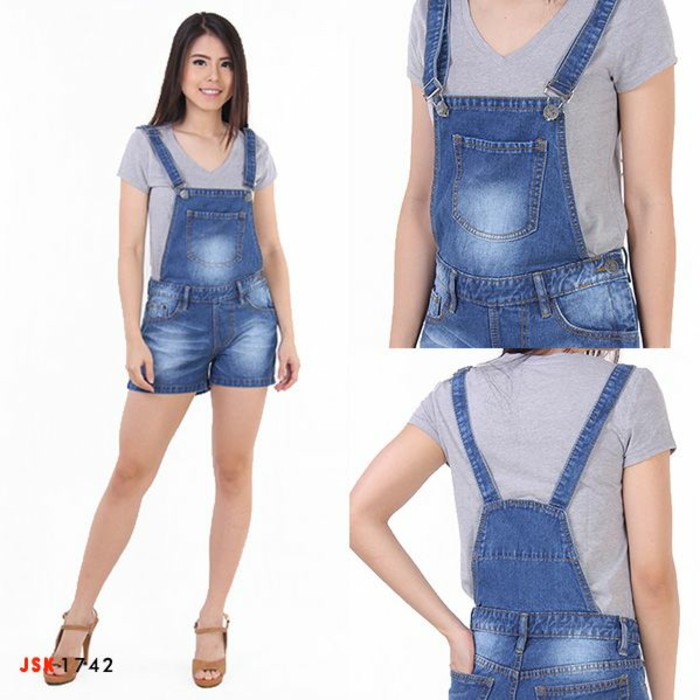 Celana Overall Skirt Jeans Wanita Wearpack Jumpsuit Denim JSK JEANS