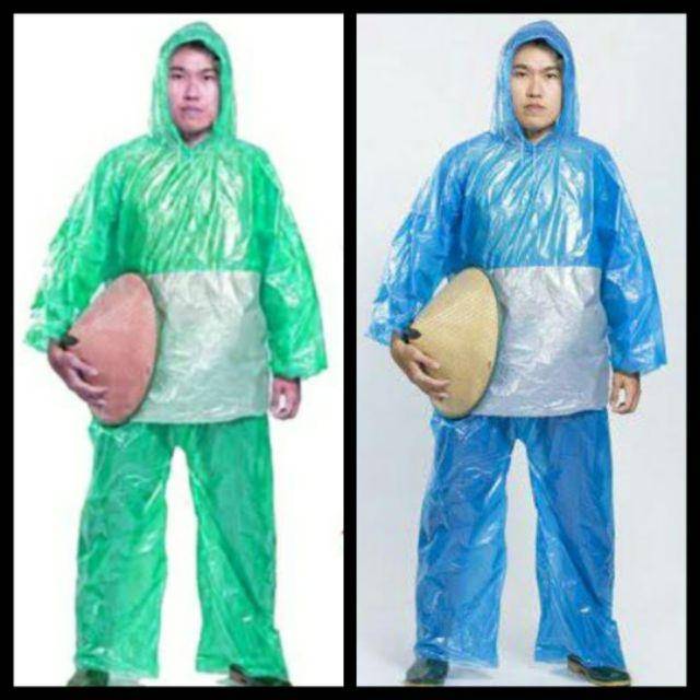 Jas Hujan Plastik Tebu - Jas Hujan jaket celana sekali pakai - APD perlindungan Corona Covid 19