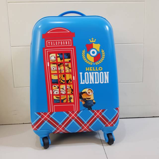 Tas trolly anak minion 18"inch/ tas koper anak Hello London ( Minion )