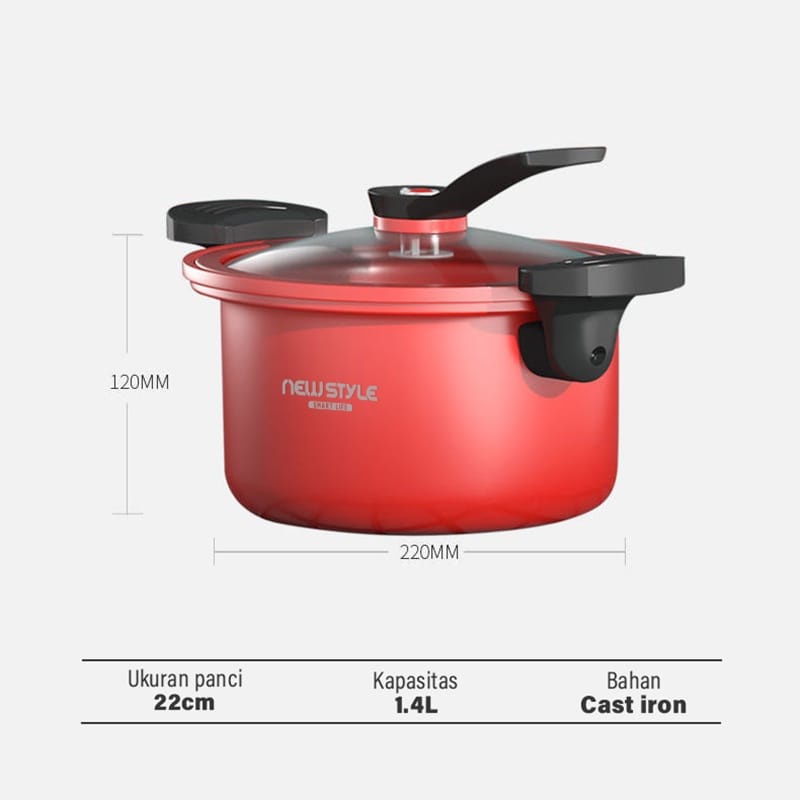 GL Panci Presto 3,5Liter / Teflon Pressure cooker Lunak Totipotent / Panci Pelunak Daging Serbaguna