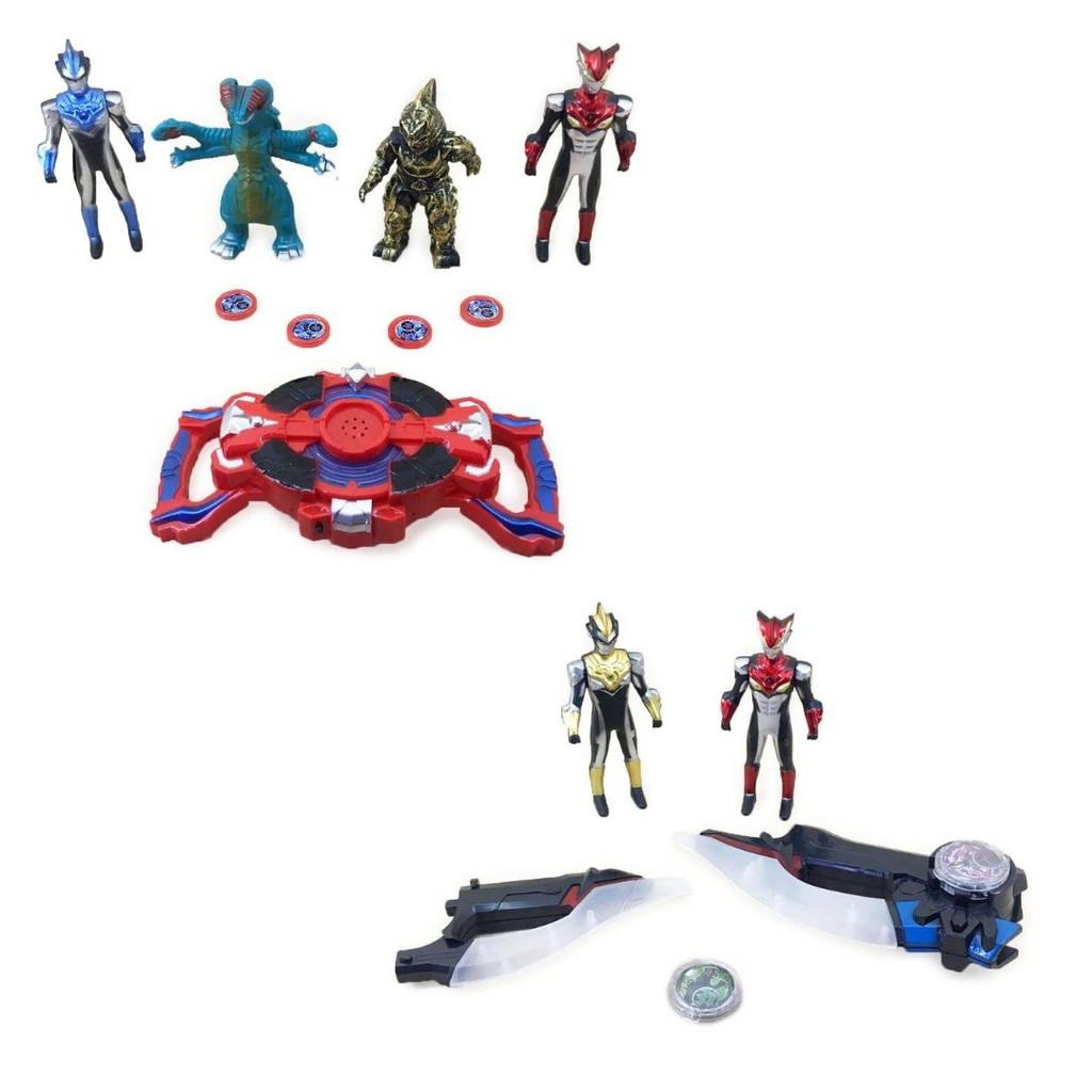 Mainan Robot Figur Ultraman  Heroes Lampu Laser + Senjata Menyala