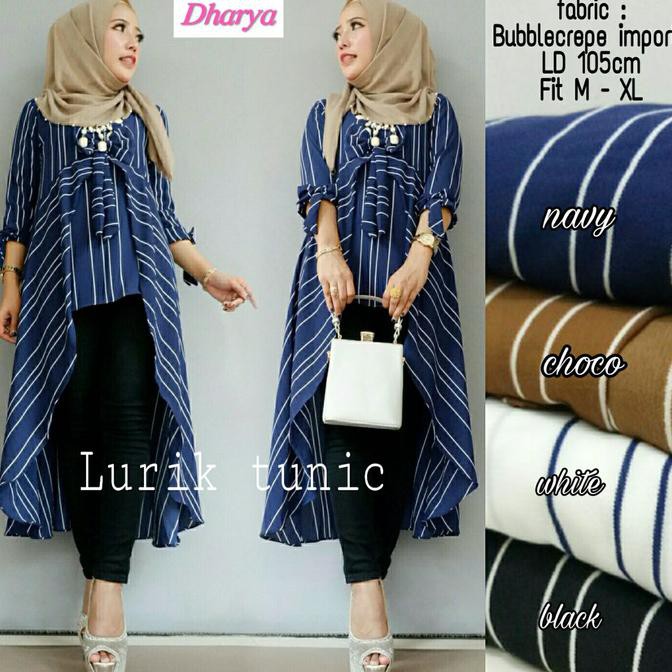 Bismillah . . . Baju Atasan Wanita Muslim Blouse Lurik Tunik Terlaris