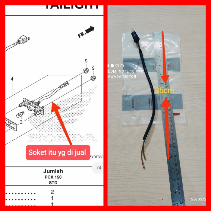 SOKET FITTING LAMPU PLAT NOMOR BELAKANG HONDA PCX 125 PCX 150 OLD