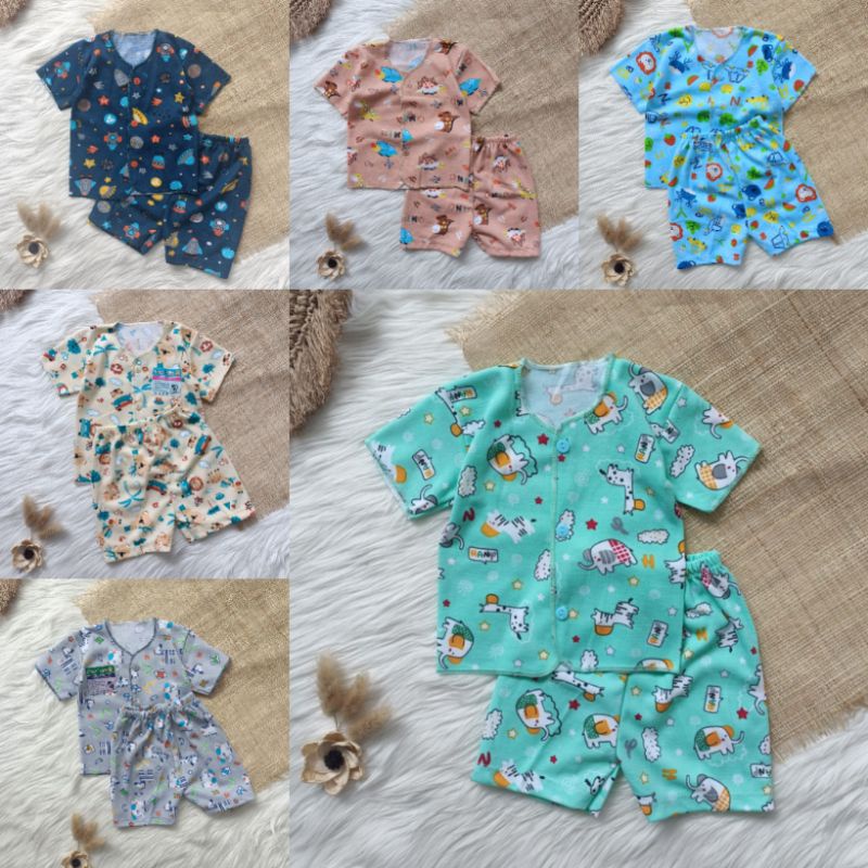 Setelan pendek bayi baru lahir premium printing set pakaian baby newborn setelan bayi