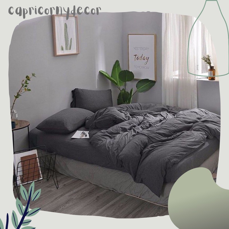 BEDCOVER SET POLOS DENGAN SPREI MOTIF POLOS MIKROTEX AESTHETIC