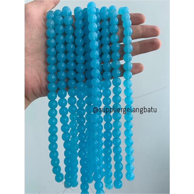 Bahan renceng BLUE SEA CAT EYE 10mm mata kucing BIRU LAUT TANPA JARONG