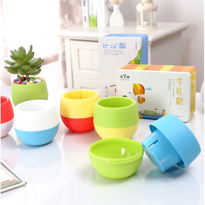 Grosir - 294 Pot Bunga Mini Bahan Plastik Warna Warni / Dekorasi Rumah / Dekorasi Taman