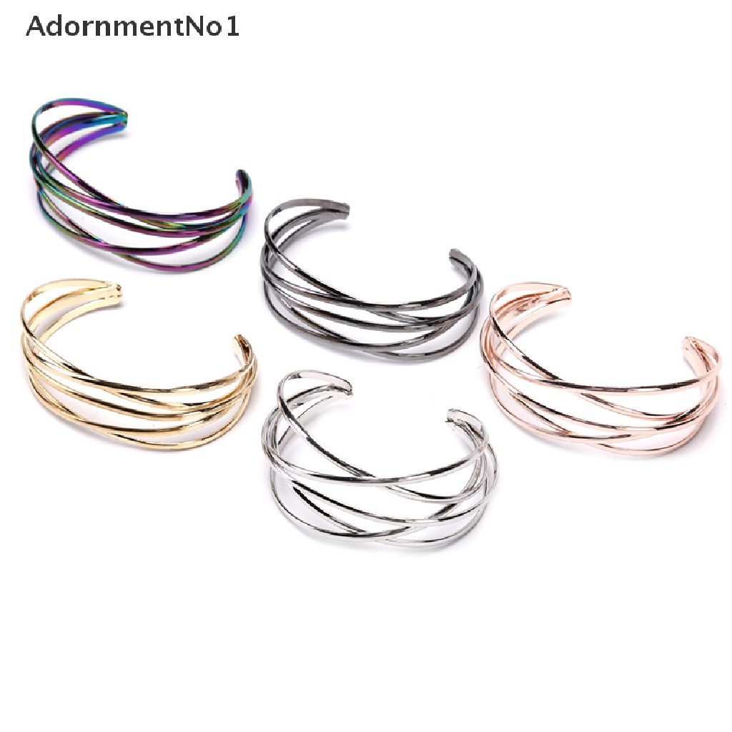 (AdornmentNo1) Gelang Tangan Terbuka Gaya Punk Vintage Multilayer Motif Geometri Aksen Hollow Untuk Wanita