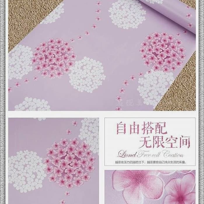 Wallpaper Sticker Dinding Bunga Dandellion Pink 45cm x10m