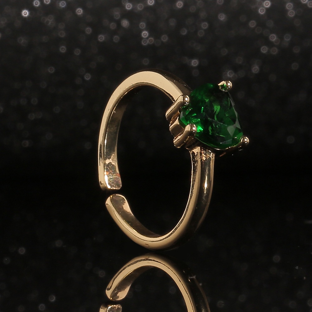 Baru populer perhiasan tangan tembaga berlapis emas cincin berbentuk hati bertatahkan permata cincin