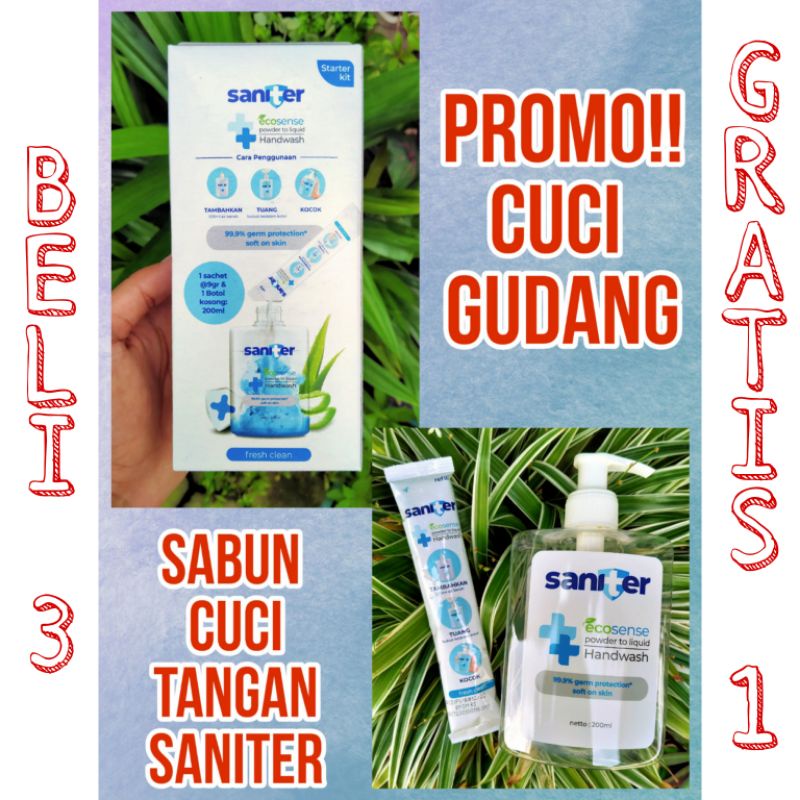 SANITER STARTER KIT Sabun Cuci Tangan Hand Wash Biang Bubuk Refill 200ml