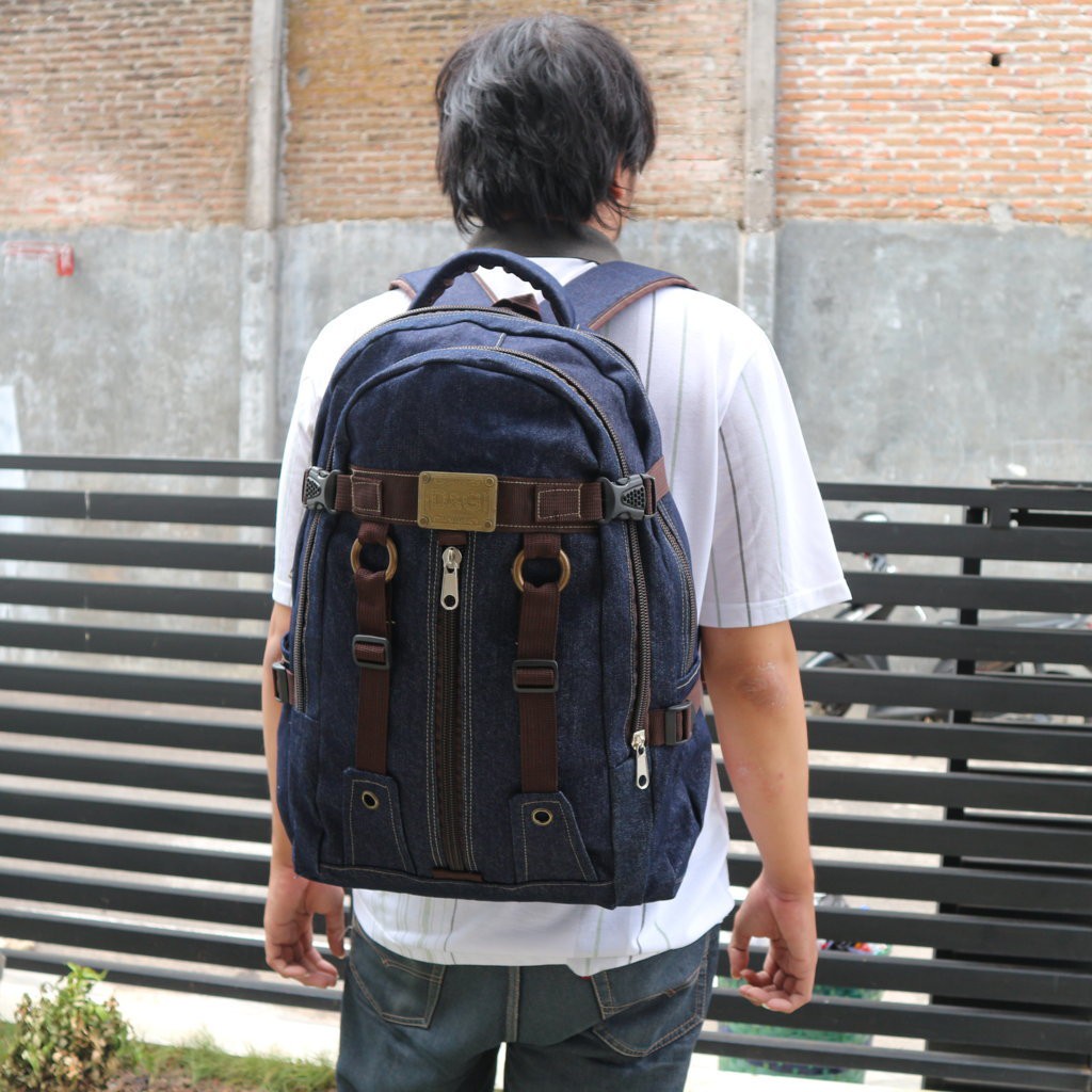 Jual Tas Ransel Kekinian Model Distro Denim Cowo Cewe Keren Murah Unik Sekolah Kuliah Kerja Hangout