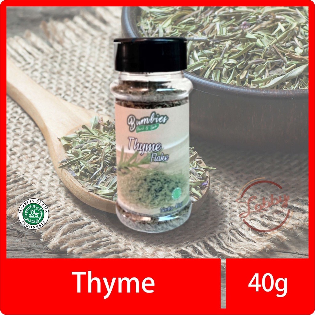 

Daun Thyme Kering 40gram Bumbies Product | Dried Thyme | Penyedap Rempah Rempah | Bumbu Instan Botol
