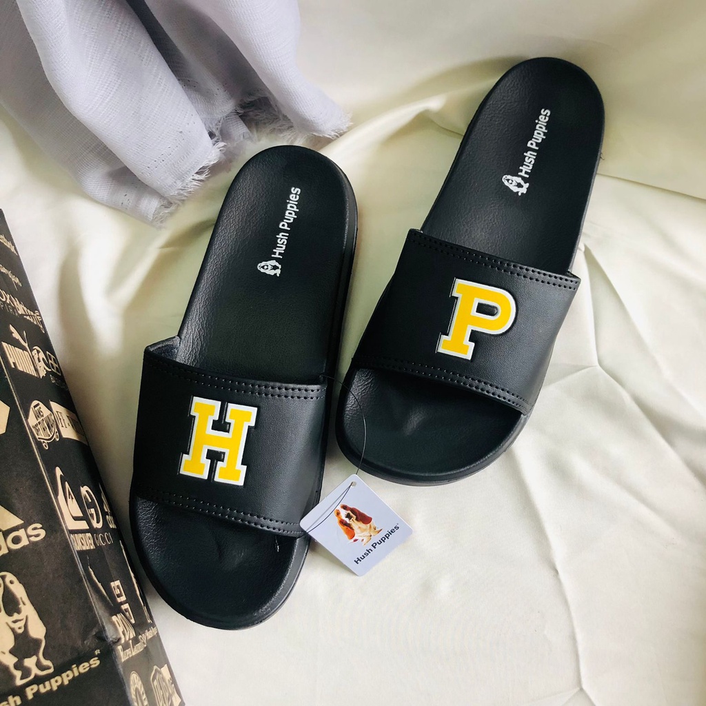 SLOP HP KUNING SANDAL + PAPERBAG HUSH PUPPIES / SENDAL SLOP SLIDE PRIA WANITA GRADE ORI