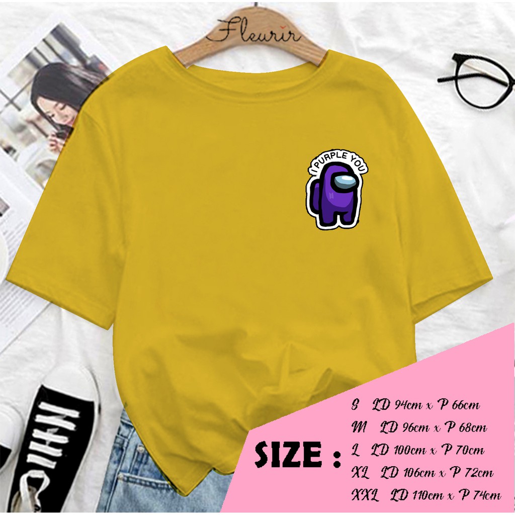 FLEURIR - KAOS  AMONG LOGO PURPLE WANITA DEWASA LENGAN PENDEK TEE UNISEX