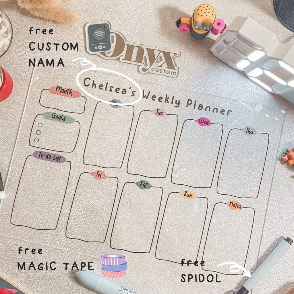 

[1-2 HARI JADI] Acrylic Planner Weekly Monthly BISA CUSTOM NAMA