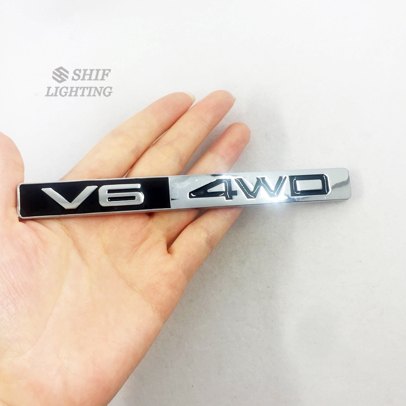 1Pc Stiker Emblem Logo V6 4WD Bahan Metal Untuk Mobil KIA HYUNDAI
