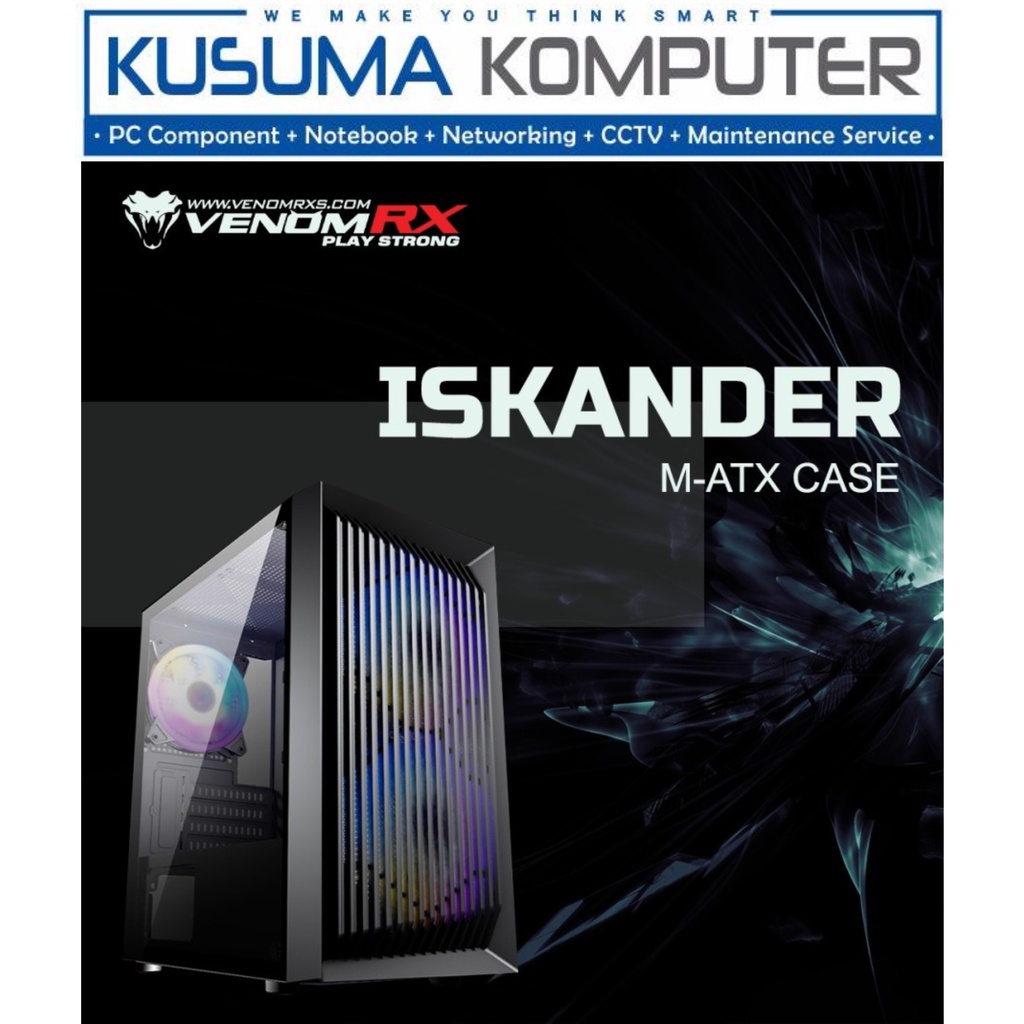 Casing VenomRX Iskander + 2 Fan RGB Micro ATX Casing PC