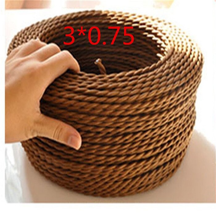 5m / 10m lot 3 cores colors fabric wire 30.75mm cable retro textile woven mesh cable wire and