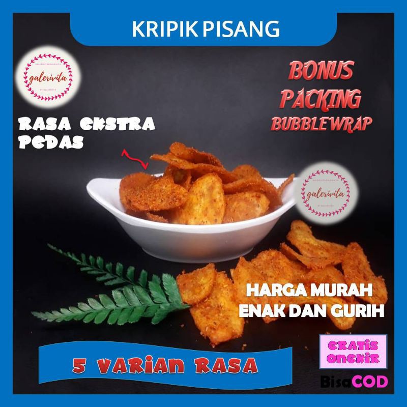 Keripik Pisang Kripik Camilan Gurih Renyah Aneka Rasa Original Manis Cokelat Balado Super Pedas