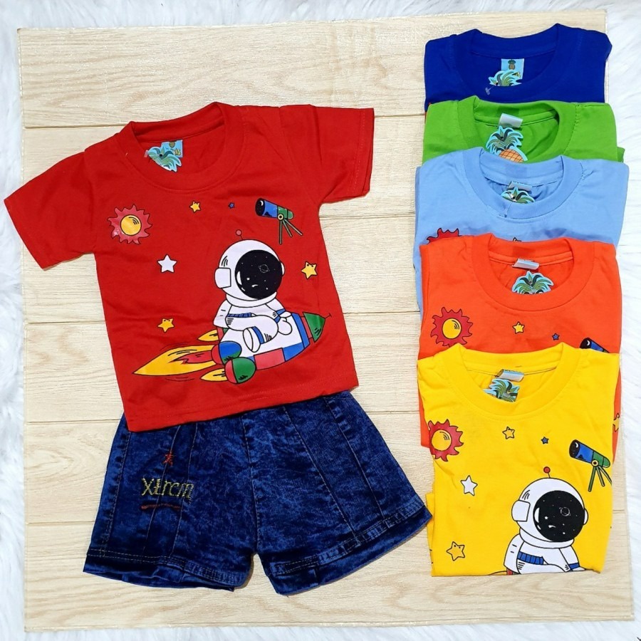 Promo Baju Gratis Celana Anak Astronout Bahan Katun Adem Kualitas Export Paket Hemat Baju Celana Anak