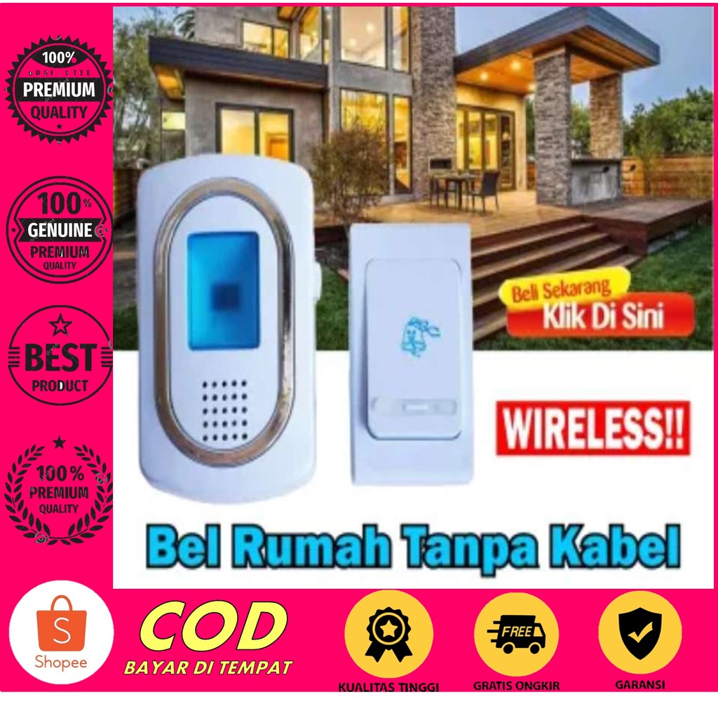 Bel Rumah Kantor Alarm Wireless Tanpa Kabel Waterproof EU Plug dan LED Indikator / Bel Rumah Wireles