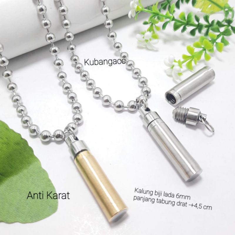 Rantai Kalung Pria Kalung Baja Liontin Tabung Drat Kalung Monel Anti Karat Kalung Stainless