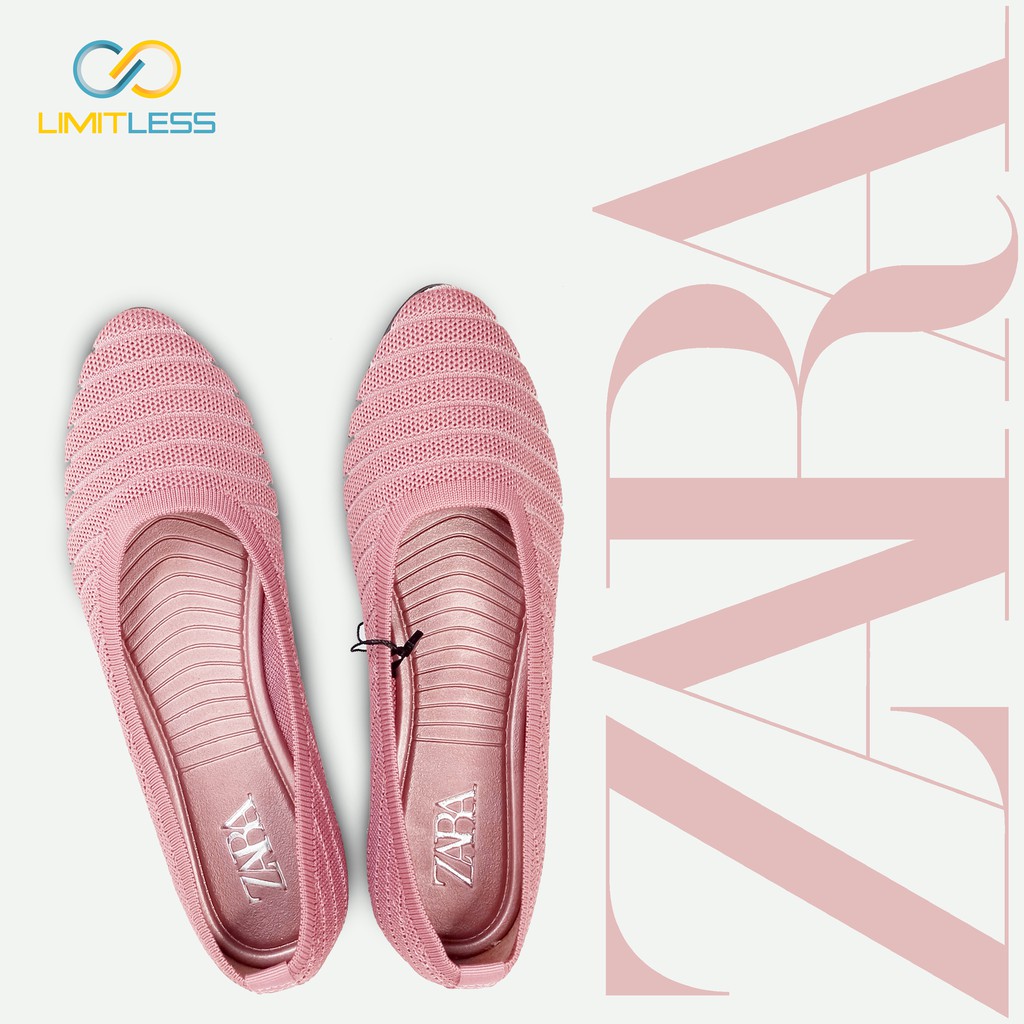 Sepatu Kantor Wanita Zara Laily Flat Shoes Cewek Slip On Fashionable Model Balerina Nyaman Rajut