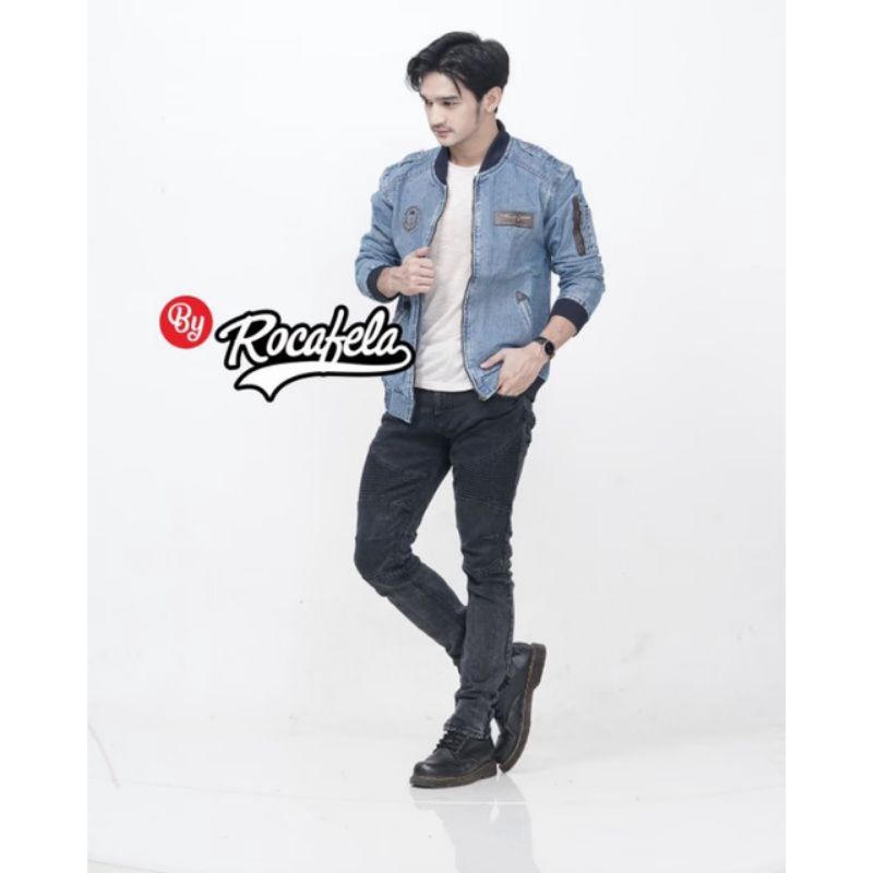 Jaket Denim Pria Resleting Depan Original Distro Murah Keren