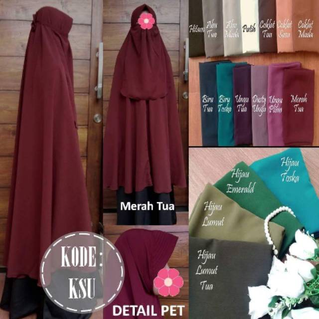 Khimar jumbo tanpa pet antem / khimar sebetis instan langsung pakai set cadar tali