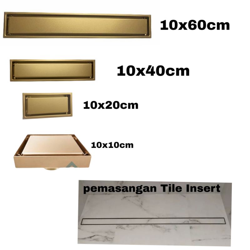 Floor Drain Tile insert Rose Gold smart drain Rose gold 10 20 40 60 cm Drainase