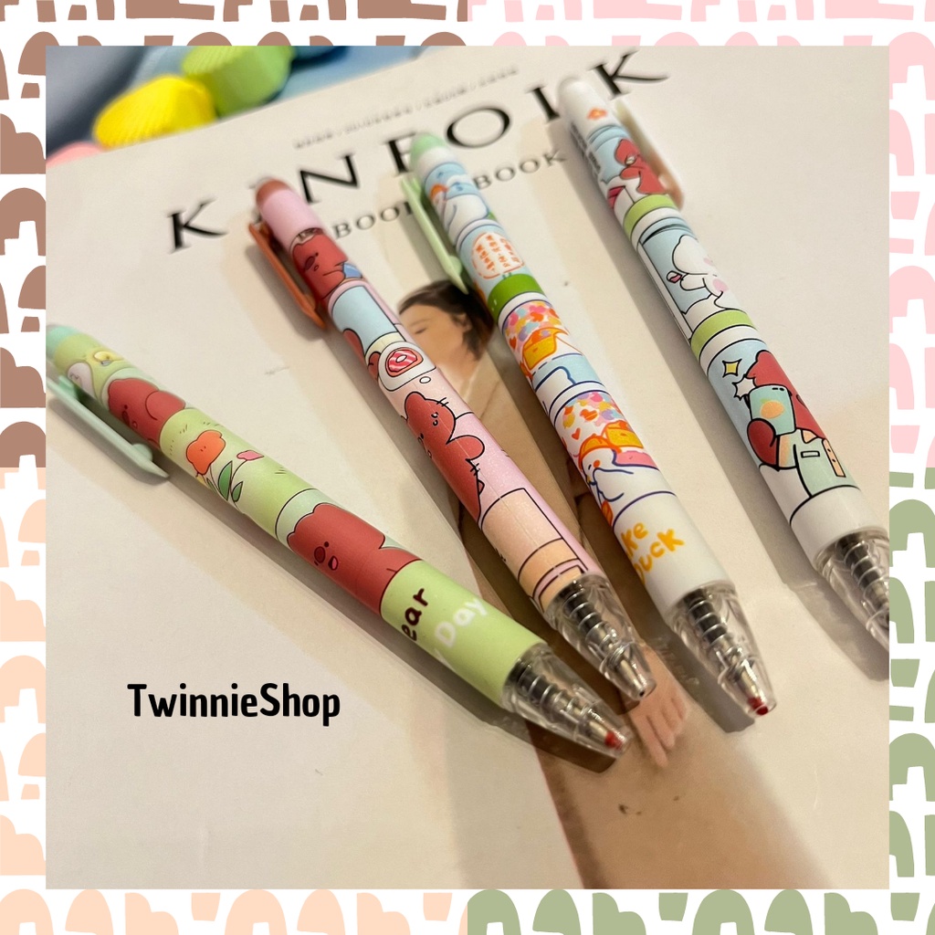 Pen cetek odemei eraseable bisa dihapus motif beruang, bebek duck bear pulpen bolpen pena bisa cod g