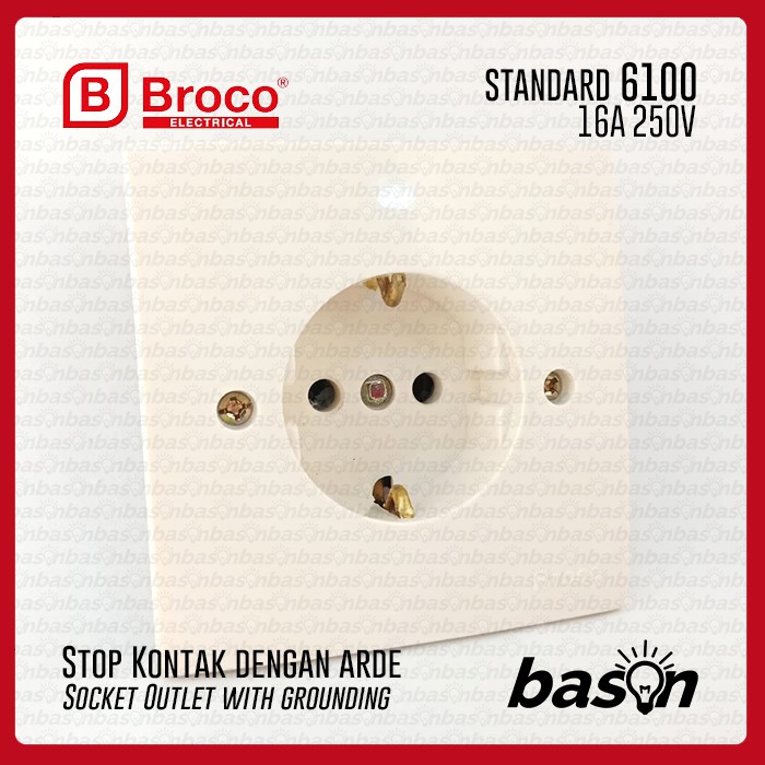 BROCO 6100 STD Socket Outlet 16A 250V Cream | Stop Kontak dengan arde