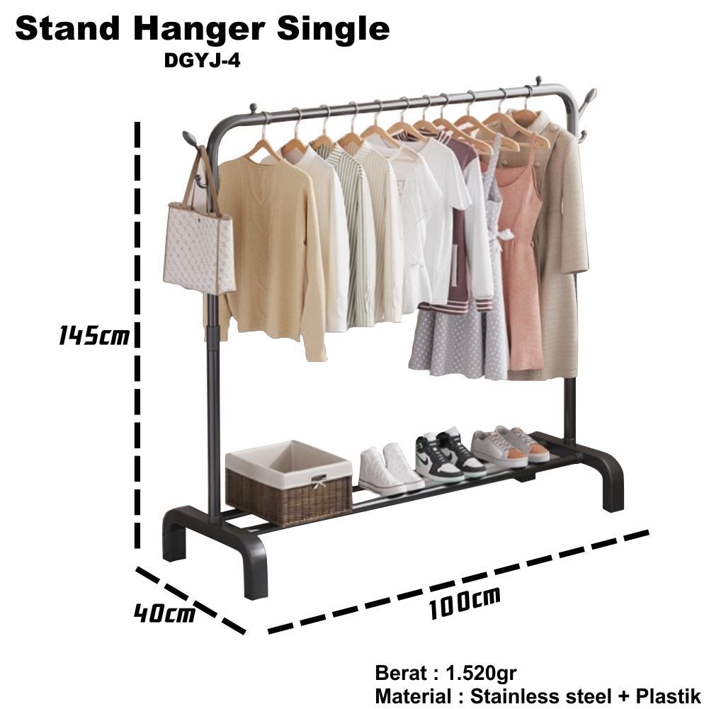 Stand Hanger Single Gawang Butik Bazar Display Gawangan Stand Hanger Rak Gantungan Serbaguna WHI FURNITURE SHOP