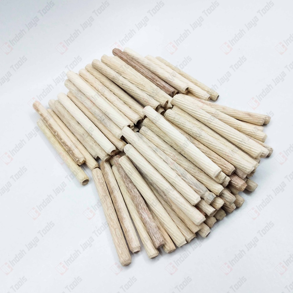 DOWEL Kayu Ulir 8 x 80 MM 100 Pcs Pen Sambungan Stik Kayu Bulat