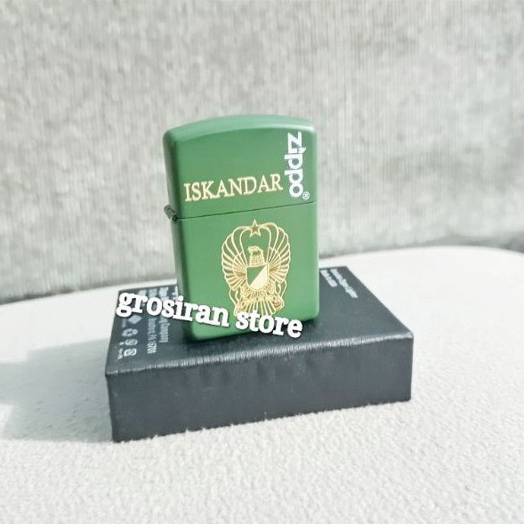zippo TNI ad hijau custom logo nama grafir laser kado korek