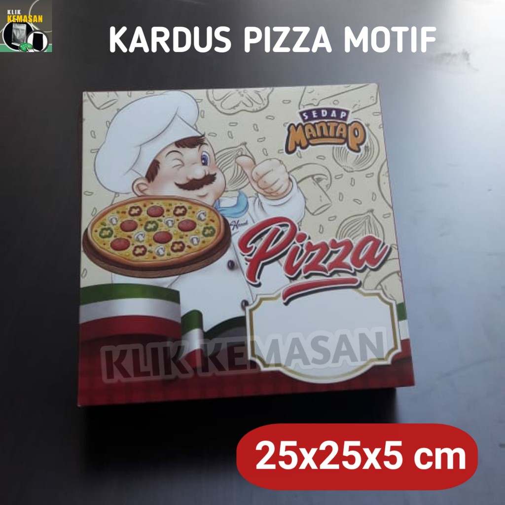 

KARDUS PIZZA MOTIF 25X25X5CM/KOTAK KUE KARDUS MAKANAN/DUS DOS BOX