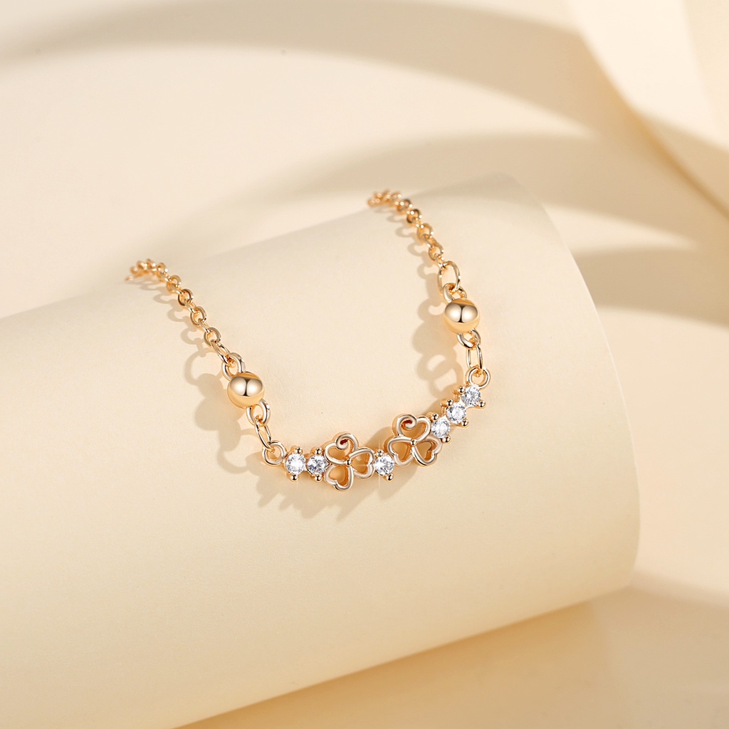 Y593 [COD✔] Kalung Sederhana Dan Elegan Kristal Titanium Steel Warna Gold Fashion Wanita Perhiasan Kalung