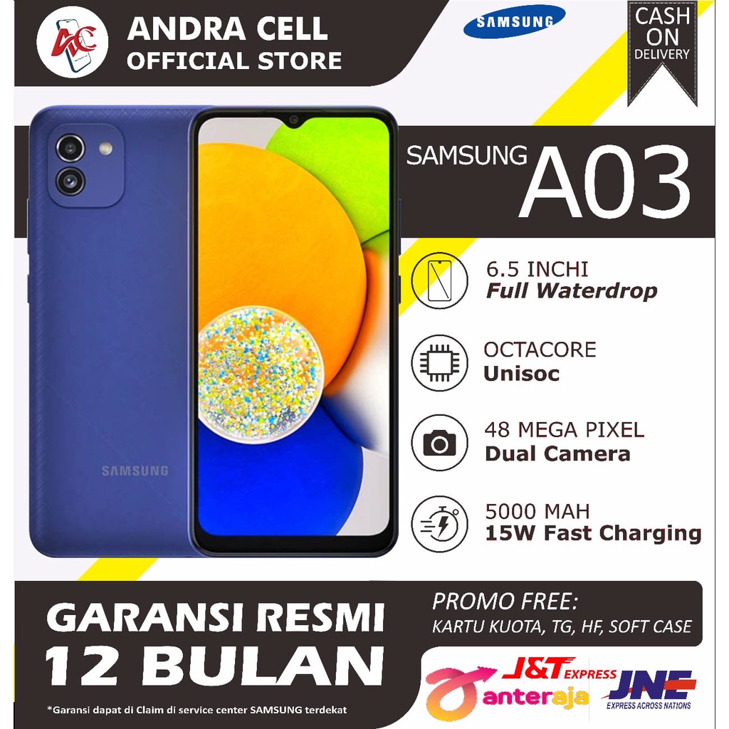 HP SAMSUNG A03 3/32GB 4/64GB 4/128GB 48 MP CAMERA GARANSI RESMI SEIN 1 TAHUN