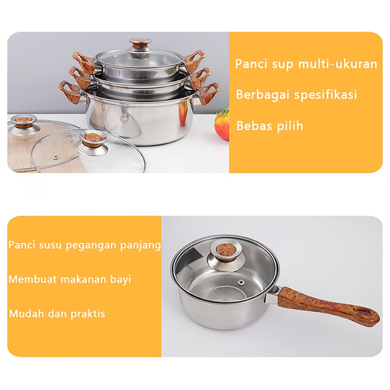 Panci Teko Set StainlessSteel12 Pcs Anti Lengket Panci Bisa untuk Kado Free riques kartu Ucapan