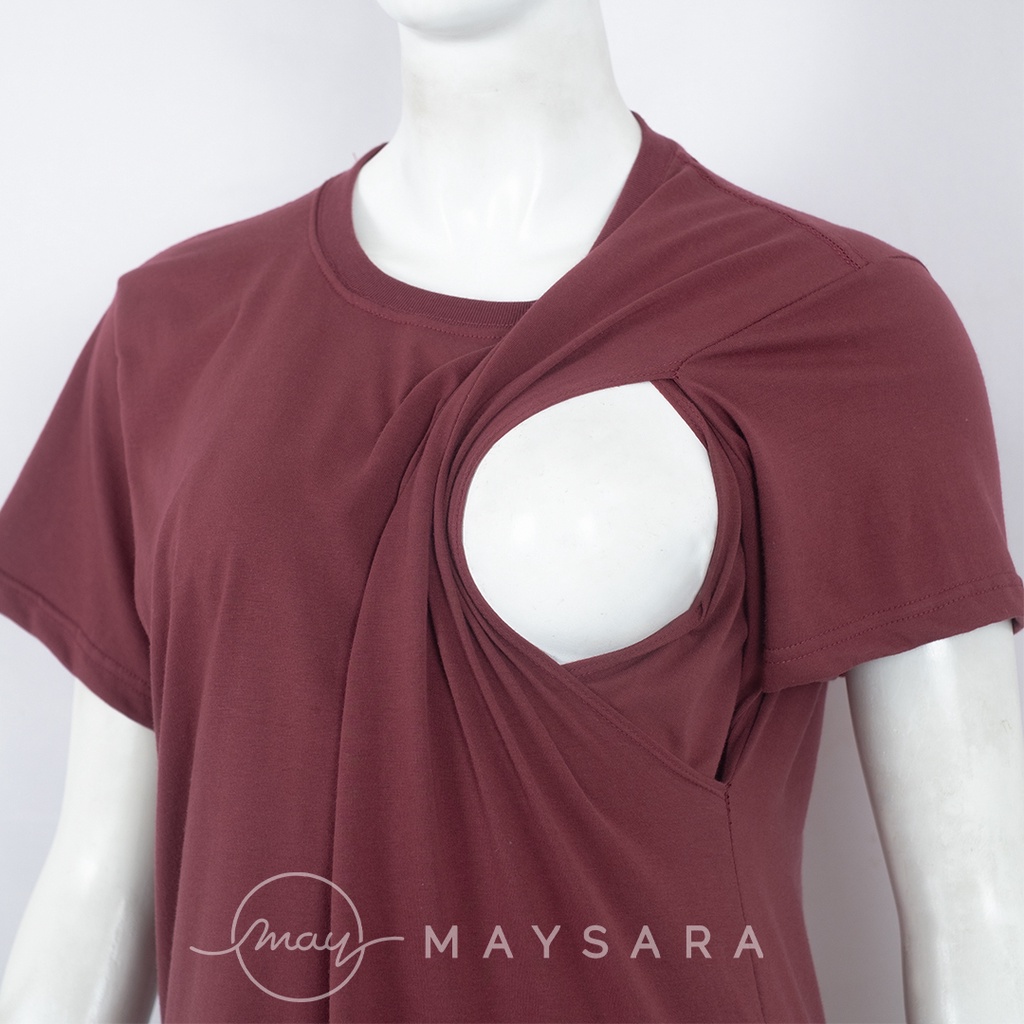 Baju menyusui bukaan samping atasan maysara-CN21-RedPlum