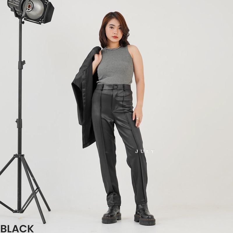 Faux Leather Pants-Celana Kulit Premium