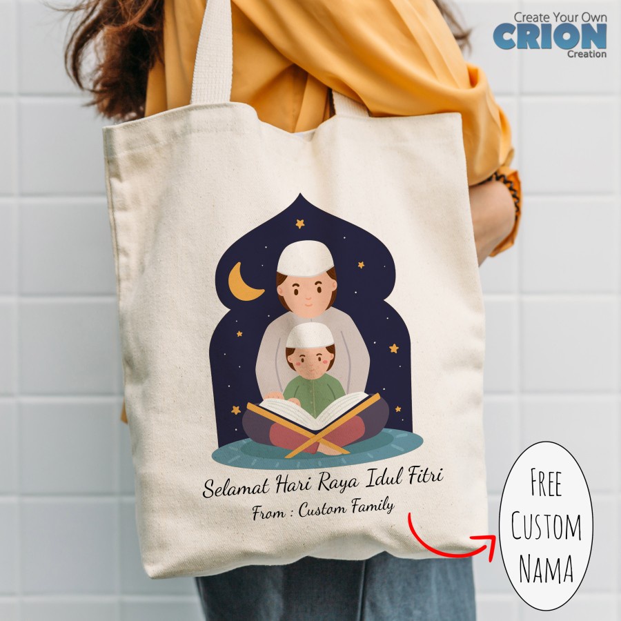 Totebag /Goodie Bag Lebaran / Idul Fitri / EID Mubarak bs custom Crion