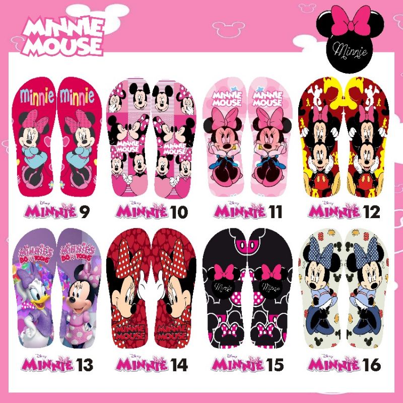 SANDAL CUSTOM NAMA KARAKTER MINIE MOUSE ANAK/DEWASA FREE CUSTOM SUKA SUKA