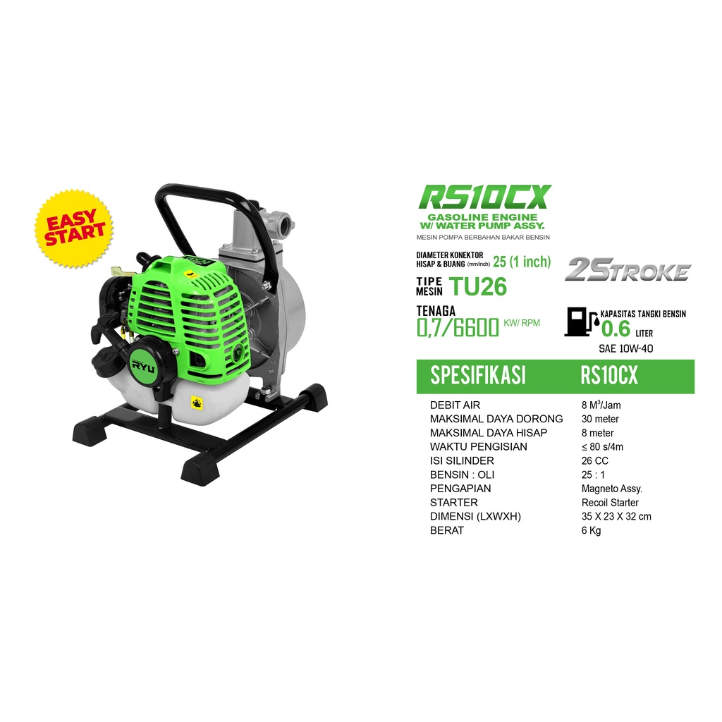 Mesin Pompa Air/Water Pump Tekiro Ryu RS10CX