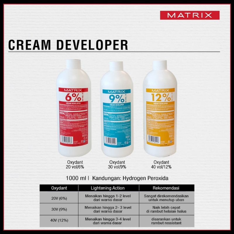 Cream Developer Matrix Original 1000ml / Krim Oxydant / Obat Pewarna Rambut Bleaching / Semir Rambut Kiloan