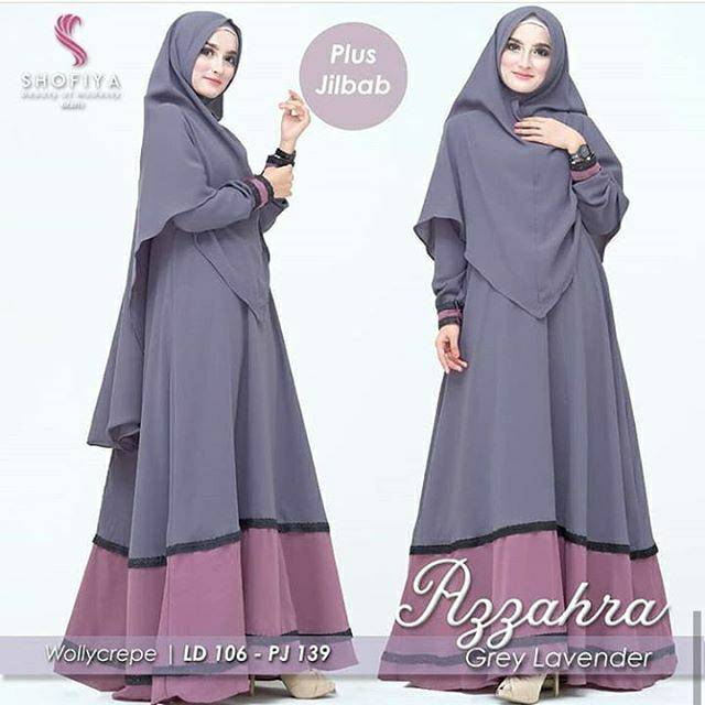 AZZAHRA SYARI BAHAN MOSCREPE/GAMIS WANITA MUSLIM MODEL TERBARU/BAJU MUSLIM TERLARIS/KEKINIAN