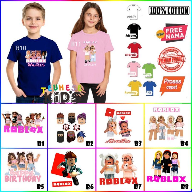 kaos anak laki laki/permpuan karakter roblox terbaru