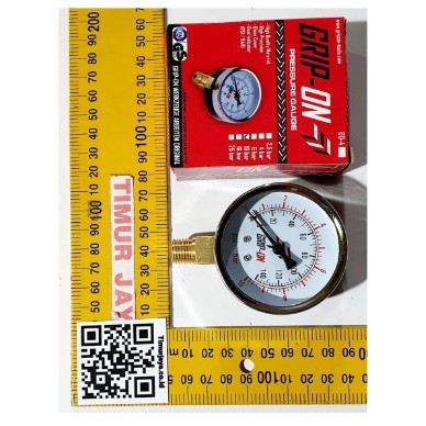 GRIP ON Manometer 10 Bar Pressure Gauge Ukuran Angin Kompresor Meter