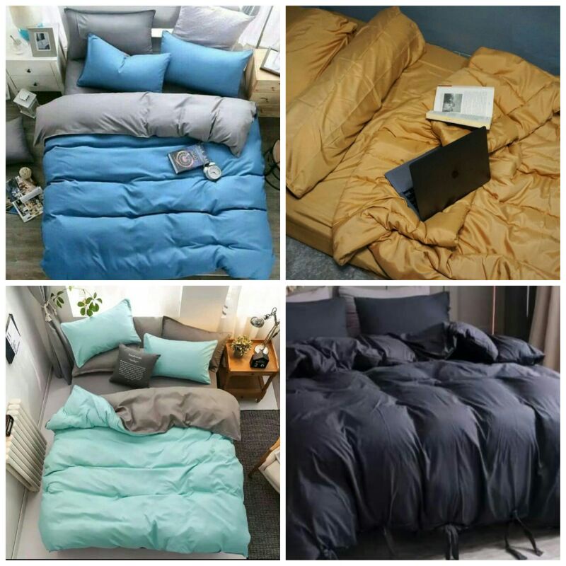 DISKON Bedcover polos dua warna bedcover mikro polos bedcover saja
